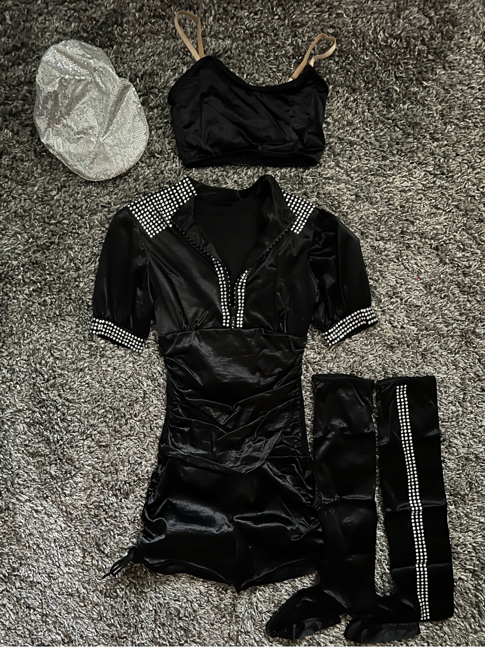 Weissman Tap/Jazz Dance Costume Black and Silver - Child Large